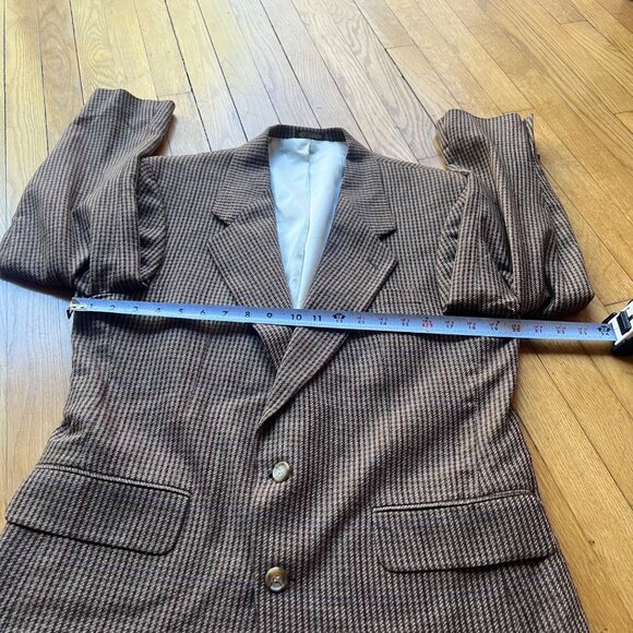 OSCAR DE LA RENTA Size 40S Tan Plaid Two Button Notch Neck Sports Coat Blazer - Picture 7 of 10